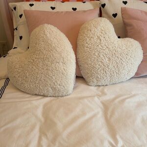 Pottery Barn Cream Heart Pillows